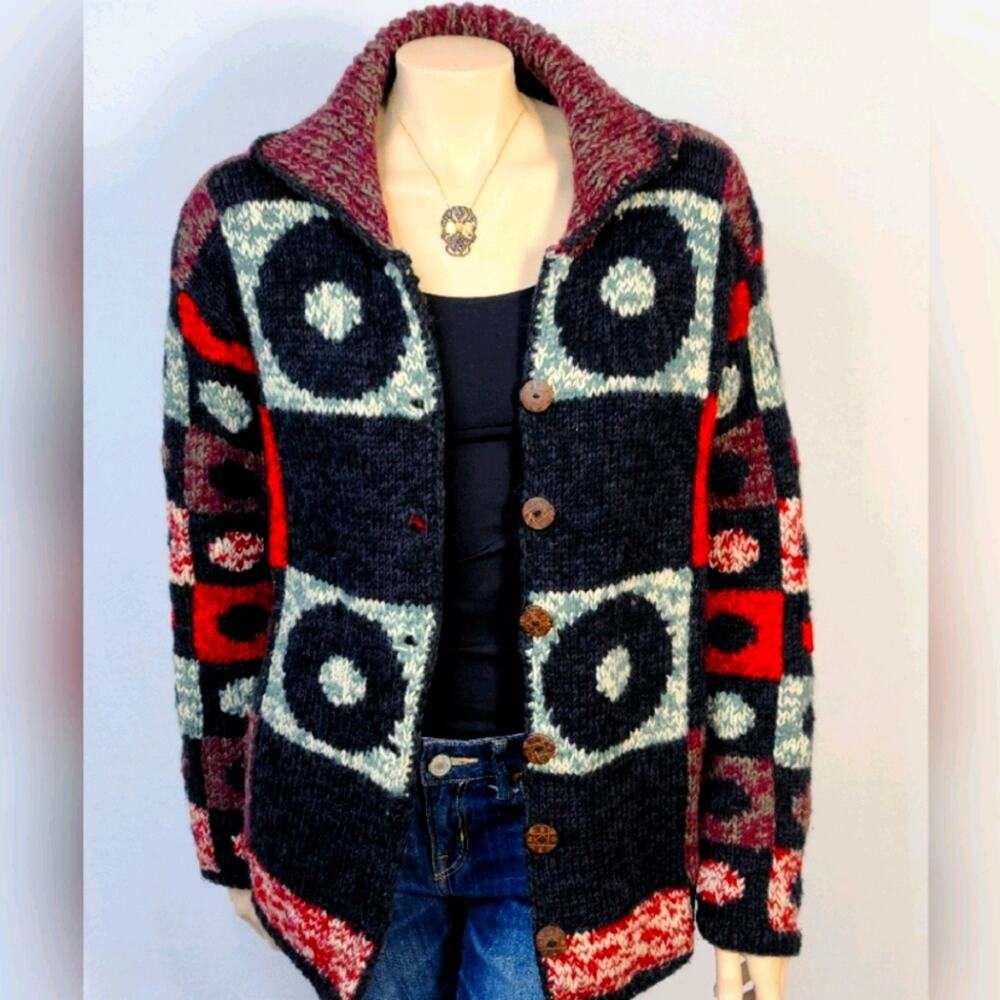 Custom Handmade Patchwork Pattern Cardi SZ M